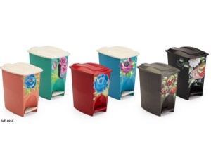 LIXEIRA  DE   PEDAL   7  LITROS  RETANGULAR   DECORADA   1015