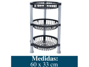 CESTO REDONDO EMPILHAVEL COM 03 ANDARES PRETO