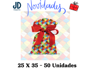 SAQUINHO P/ PRESENTE 25X35 - 50 UN. - 606 RETALHOS DE CETIM