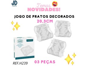 JOGO DE PRATOS  DECORADOS FARO  03  PECAS